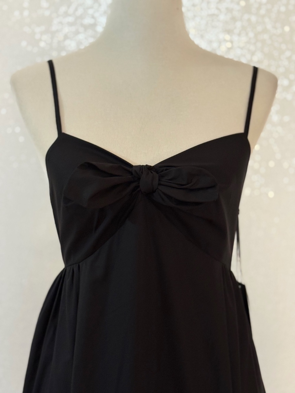 1.STATE Bow Front Cotton Midi Dress Black Lightweight Women’s Size Medium NWT - Picture 8 of 14